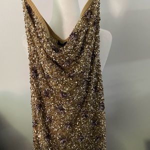 Gold & Purple Sequin Strapless Mini